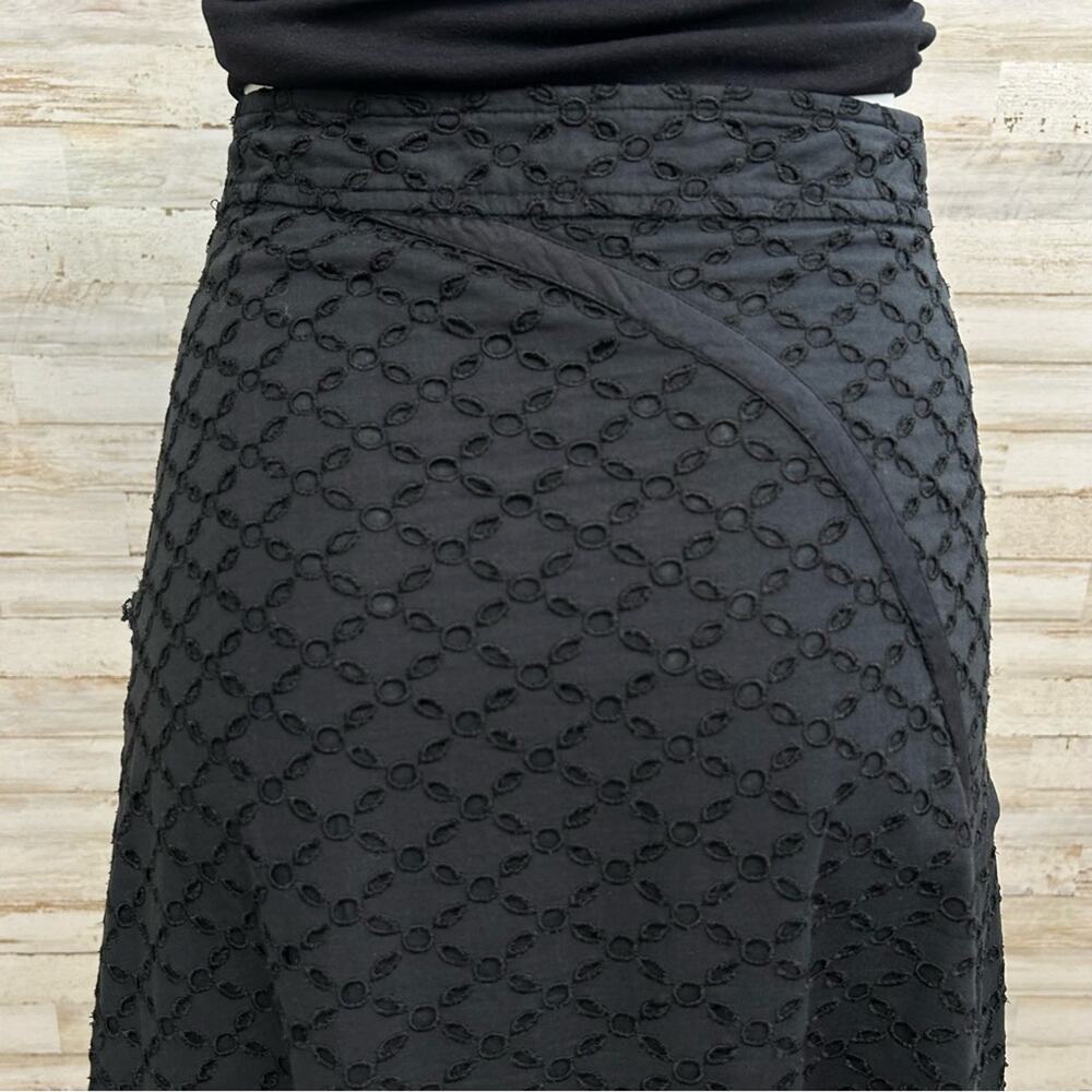Maxmara Weekend Eyelet Broderie-Anglaise Ruffle Asymmetric Skirt Size M Black - Picture 9 of 14